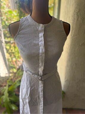 Banana Republic White Striped Midi Dress